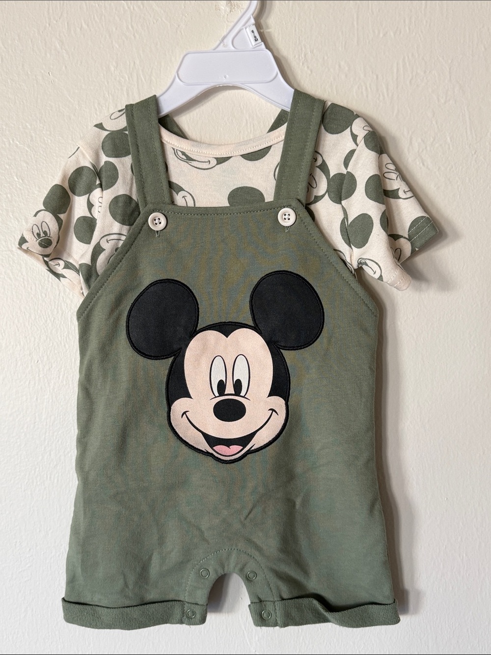 Mickey Mouse Olive Green Romper Set